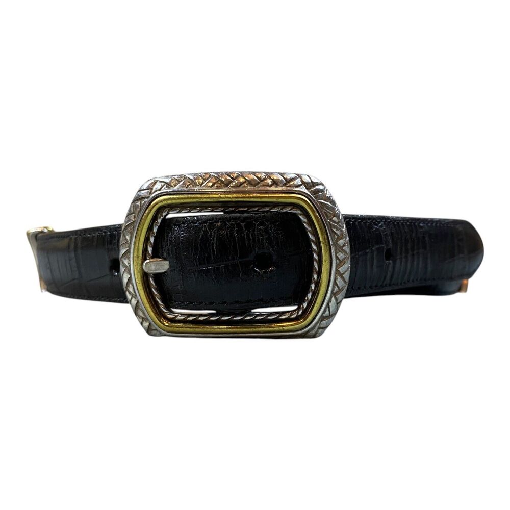 BRIGHTON Leather Belt Women’s M-30 Reversible Brown & Black Croc Leather #40210 - Picture 2 of 8
